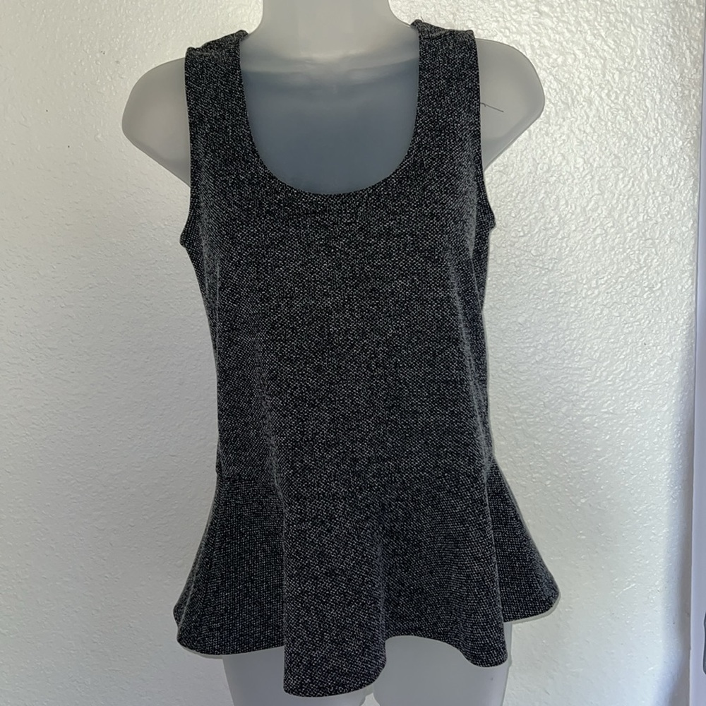 XS Tweed Peplum Tank Top Classic Workwear Core Minimalist Office Chic - Picture 2 of 5
